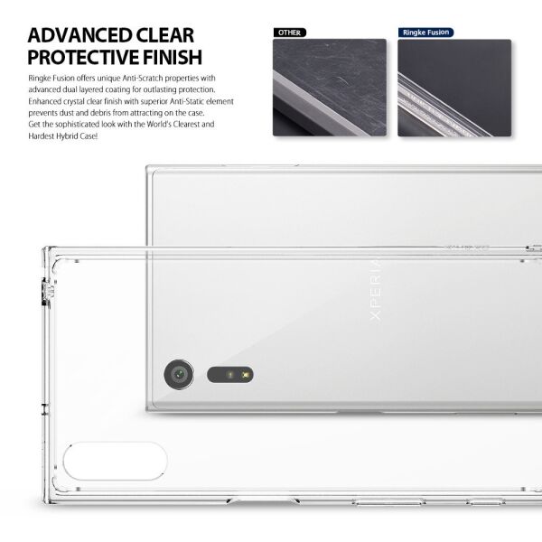 Ringke Fusion Xpreia XZ ile Uyumlu Kılıf Crystal Clear TPU Bumper Extra Darbe Emici