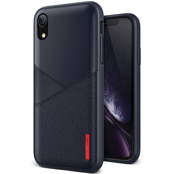 VRS iPhone XR ile Uyumlu Leather Fit Label Kılıf Navy