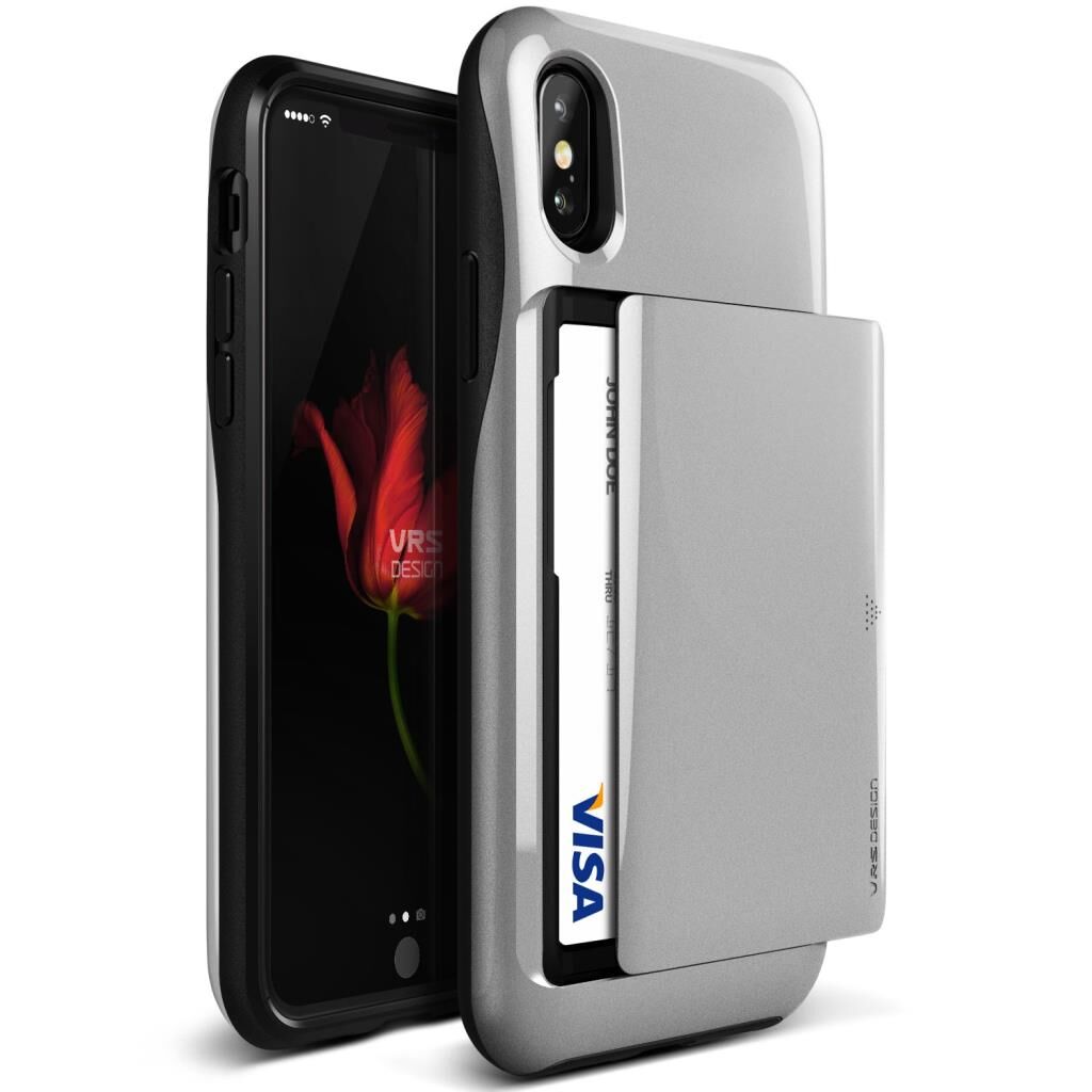 VRS Design iPhone X ile Uyumlu Damda Glide Kılıf Satin Silver