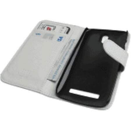 Desire 500 ile Uyumlu Yan Model Kapaklı Deri Kılıf Beyaz