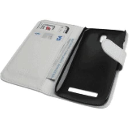 Desire 500 ile Uyumlu Yan Model Kapaklı Deri Kılıf Beyaz