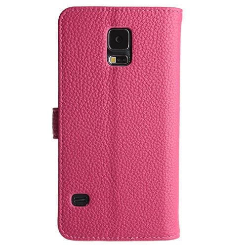 Galaxy S5 G900 ile Uyumlu Textured Walled Kapaklı Kılıf Pembe Renk