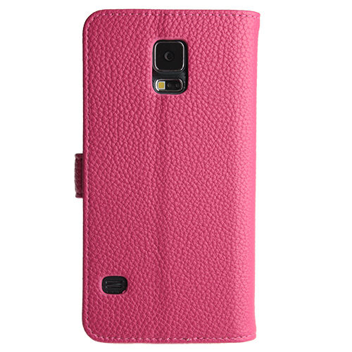 Galaxy S5 G900 ile Uyumlu Textured Walled Kapaklı Kılıf Pembe Renk