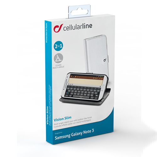 Cellular Line N9000 Galaxy Note 3 ile Uyumlu Vision Slim Standlı Kılıf Beyaz VISIONSLNOTE3W