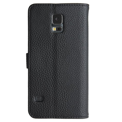 Galaxy S5 G900 ile Uyumlu Textured Walled Kapaklı Kılıf Siyah Renk