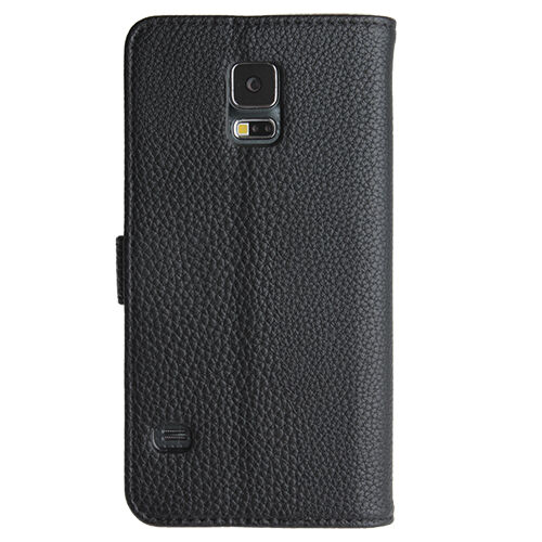 Galaxy S5 G900 ile Uyumlu Textured Walled Kapaklı Kılıf Siyah Renk