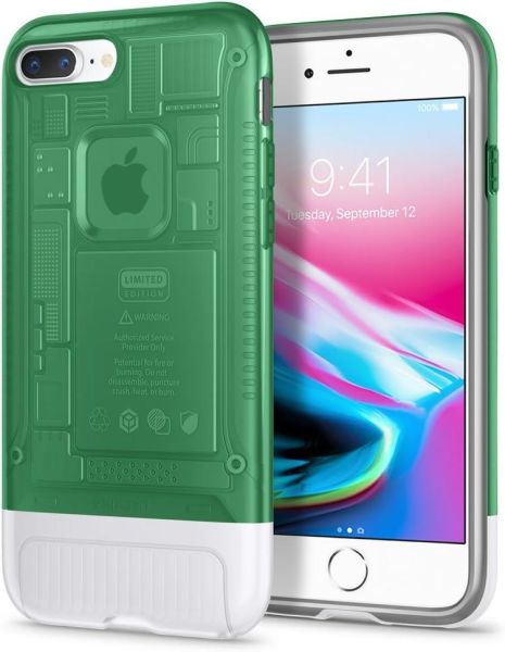 Spigen iPhone 8 Plus ile Uyumlu Kılıf Classic C1 Aluminum Sage (iPhone 10.Yıla Özel Tasarım Kılıfı)