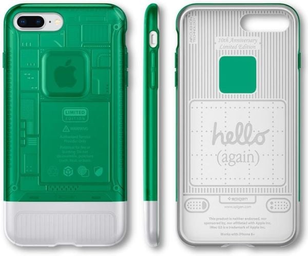 Spigen iPhone 8 Plus ile Uyumlu Kılıf Classic C1 Aluminum Sage (iPhone 10.Yıla Özel Tasarım Kılıfı)