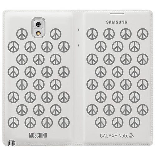 Galaxy Note 3 ile Uyumlu Moschino Flip Wallet Kılıf Beyaz-Gri EF-EN900BSEGWW (Out)