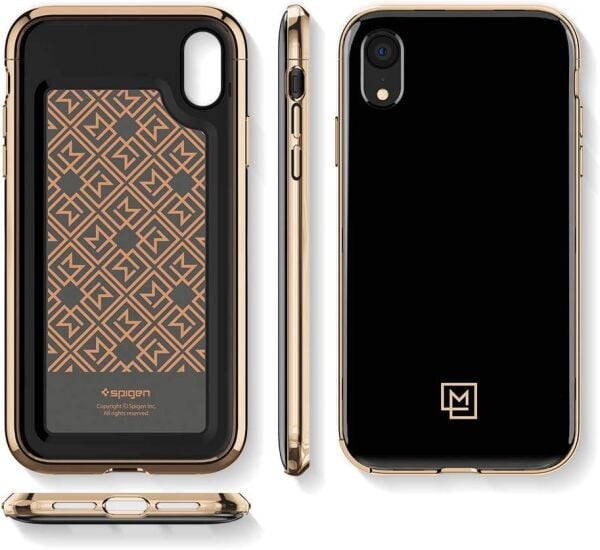 Spigen iPhone XR ile Uyumlu Kılıf La Manon étui Gold Black