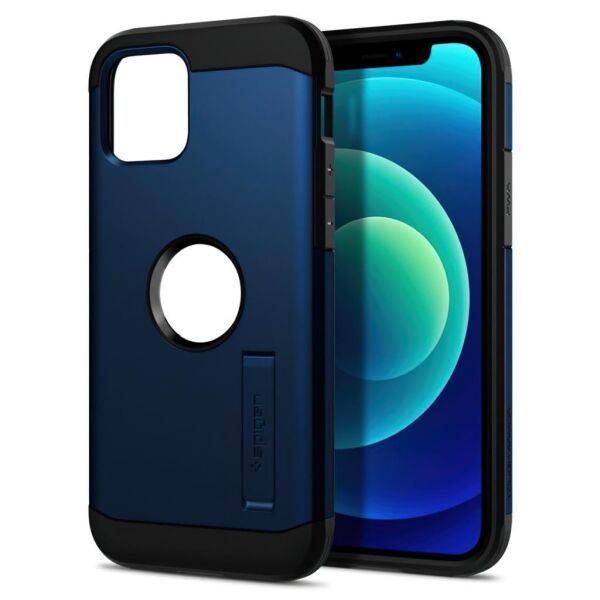 Spigen iPhone 12 Mini ile Uyumlu Kılıf Tough Armor Navy Blue