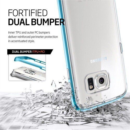 Spigen Galaxy S6 Edge ile Uyumlu Kılıf Neo Hybrid CC Electric Blue