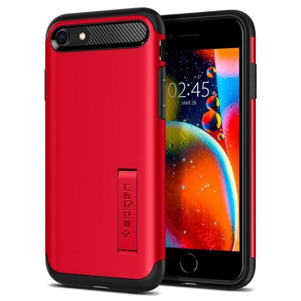 Spigen iPhone SE (2020) ile Uyumlu Kılıf Slim Armor Red
