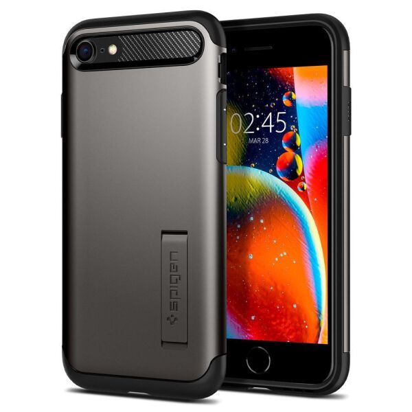 Spigen iPhone SE (2020) ile Uyumlu Kılıf Slim Armor Gunmetal