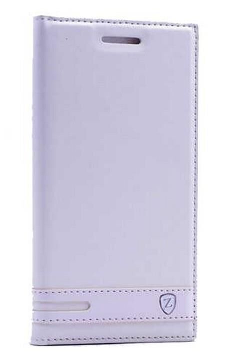 Zore Vibe S1 ile Uyumlu Elite Serisi Kapaklı Kılıf Beyaz