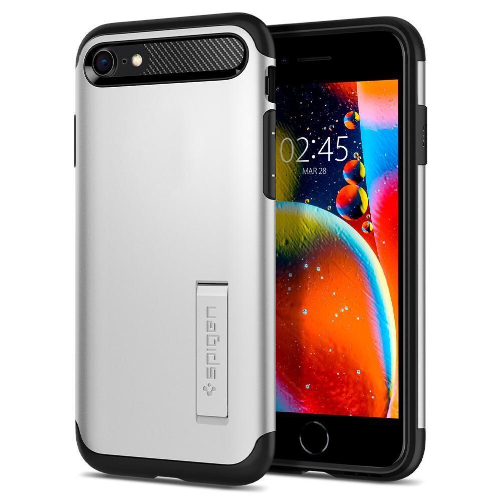Spigen iPhone SE (2020) ile Uyumlu Kılıf Slim Armor Satin Silver