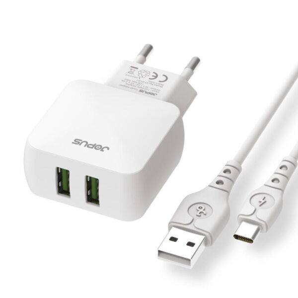Jopus Universal Type C JO-DU01 Dualm 2in1 2,4 A Şarj Seti Beyaz