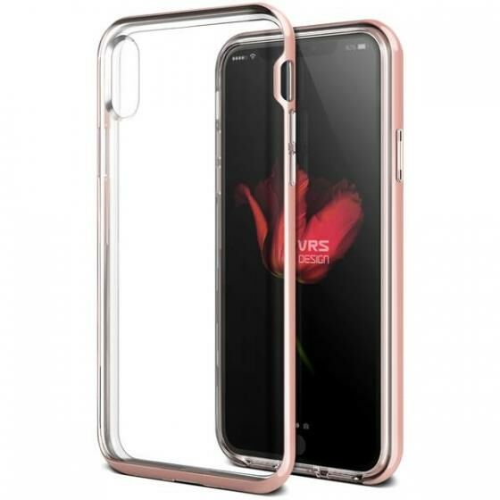 VRS Design iPhone X ile Uyumlu Crystal Bumper Kılıf Rose Gold