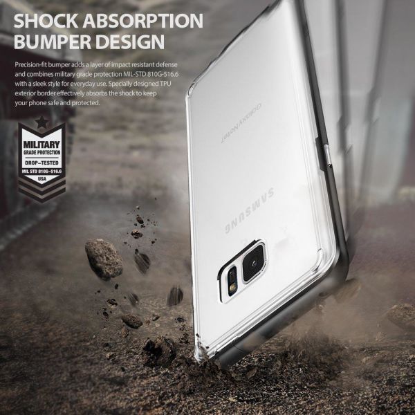 Ringke Frame Frost Galaxy Note 7 FE ile Uyumlu Çerçeveli Bumper Kılıf Gray Extra Tam Koruma