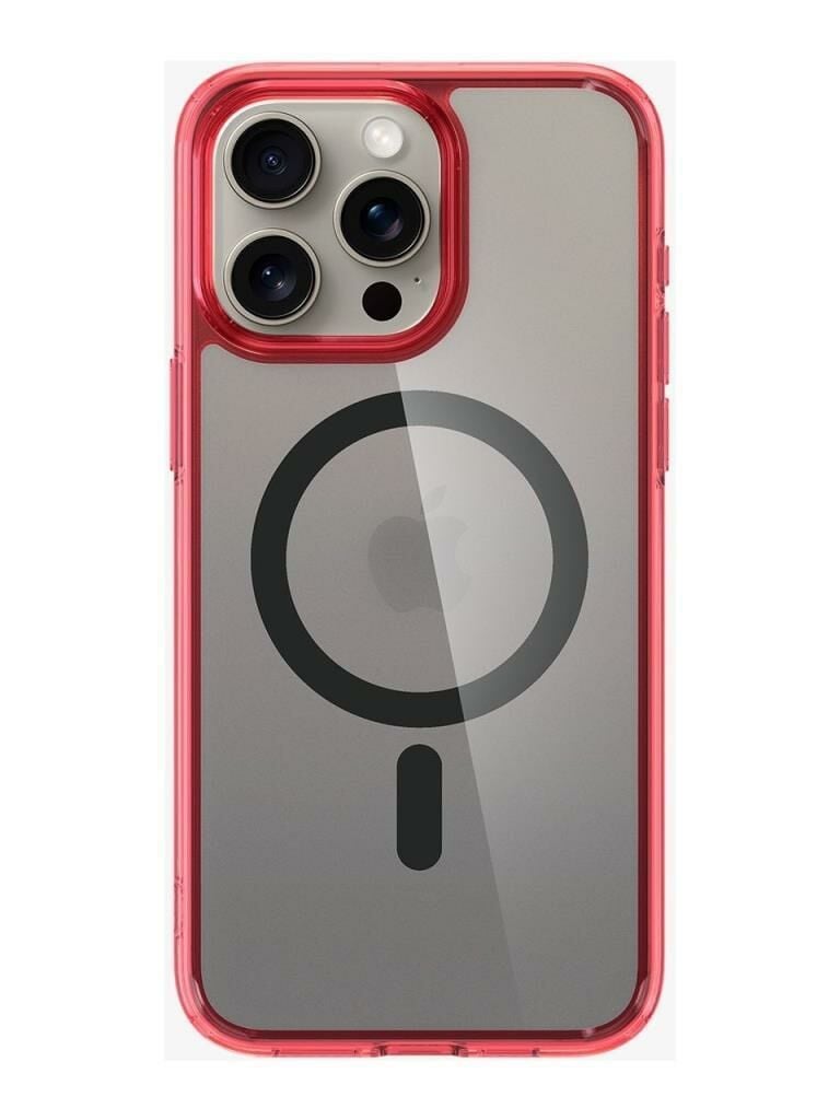 Spigen iPhone 15 Pro ile Uyumlu Kılıf, Spigen Ultra Hybrid Magfit (Magsafe Uyumlu) Deep Red