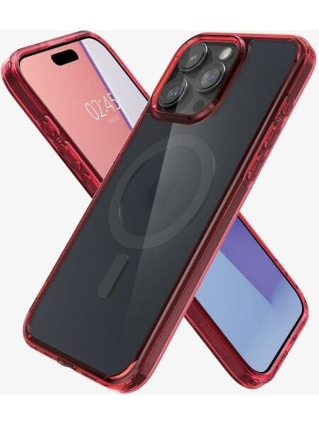 Spigen iPhone 15 Pro ile Uyumlu Kılıf, Spigen Ultra Hybrid Magfit (Magsafe Uyumlu) Deep Red