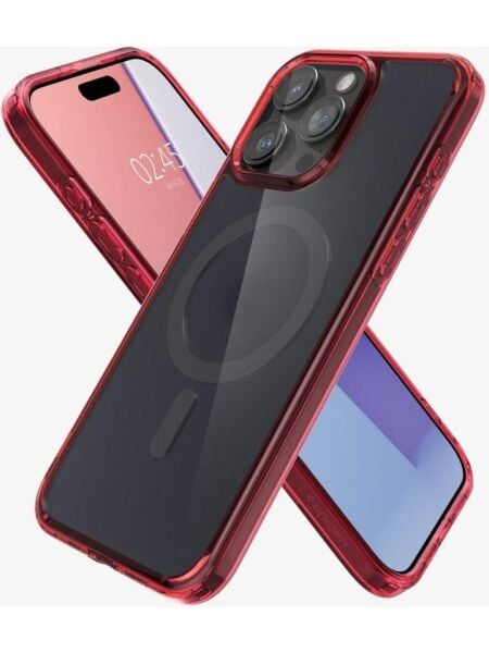 Spigen iPhone 15 Pro ile Uyumlu Kılıf, Spigen Ultra Hybrid Magfit (Magsafe Uyumlu) Deep Red