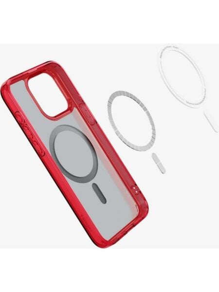 Spigen iPhone 15 Pro ile Uyumlu Kılıf, Spigen Ultra Hybrid Magfit (Magsafe Uyumlu) Deep Red