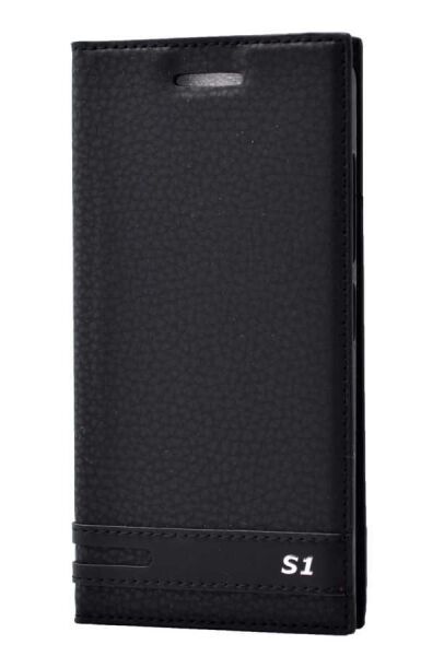 Zore Vibe S1 Lite ile Uyumlu Elite Serisi Kapaklı Kılıf Siyah