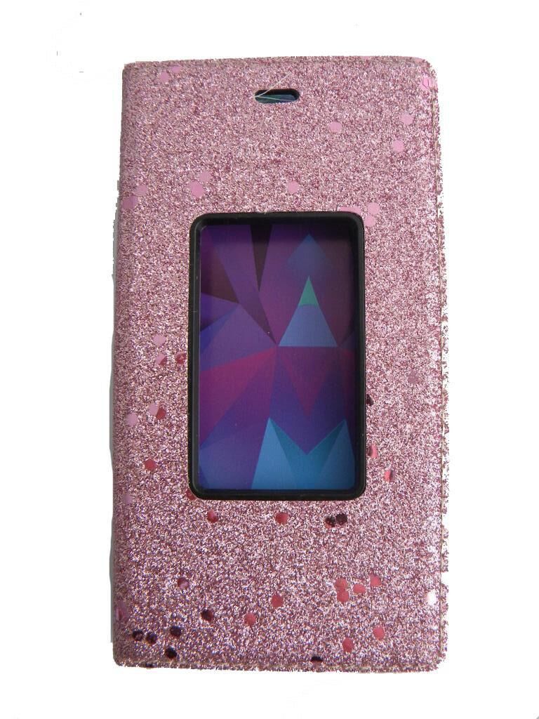 Jopus Discovery E3 ile Uyumlu Suni Deri KK-148 Simli Kapaklı Koruma Kılıfı Pembe