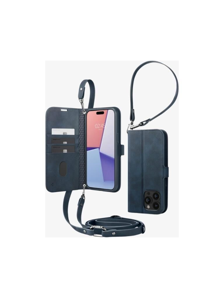 Spigen iPhone 15 Pro ile Uyumlu Kılıf Wallet S Pro Navy