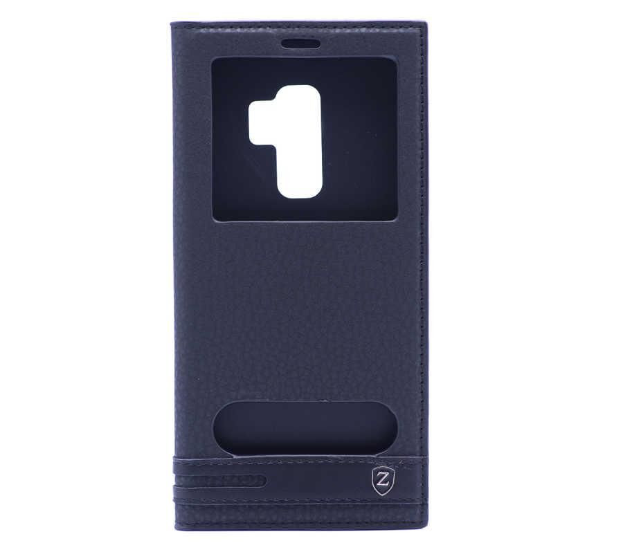 Zore Galaxy S9 Plus ile Uyumlu Elite Serisi Pencereli Kapaklı Kılıf Siyah