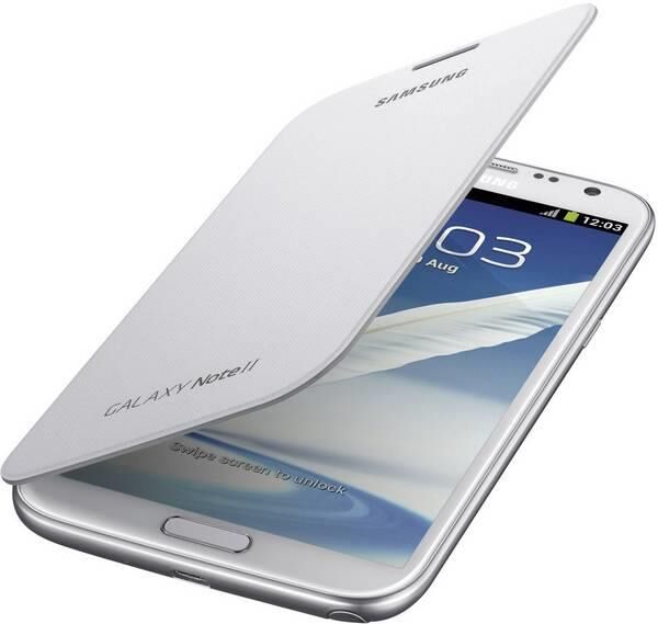 Galaxy Note 2 N7100 ile Uyumlu Flip Cover Kılıf Beyaz EFC-1J9FWEGSTD