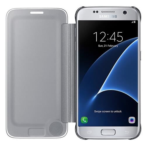 Galaxy S7 ile Uyumlu Clear View Cover Kılıf Gümüş EF-ZG930CSEGWW (Out)