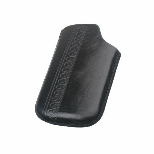 Blackberry 9700 ile Uyumlu Dik Kutu Deri Kılıf Desenli Siyah